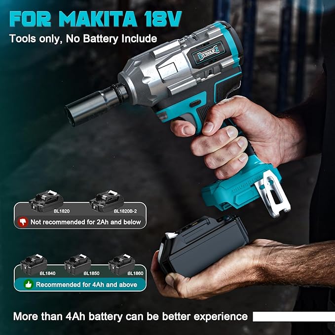 Cordless Impact Wrench 1/2 inch for Makita 18v Battery, 900FT-LBS (1200N.m) Brushless Electric Impact Gun for Car Home, High Torque Power Impact Driver with 6Pcs Sockets & Storage Case (No Battery)