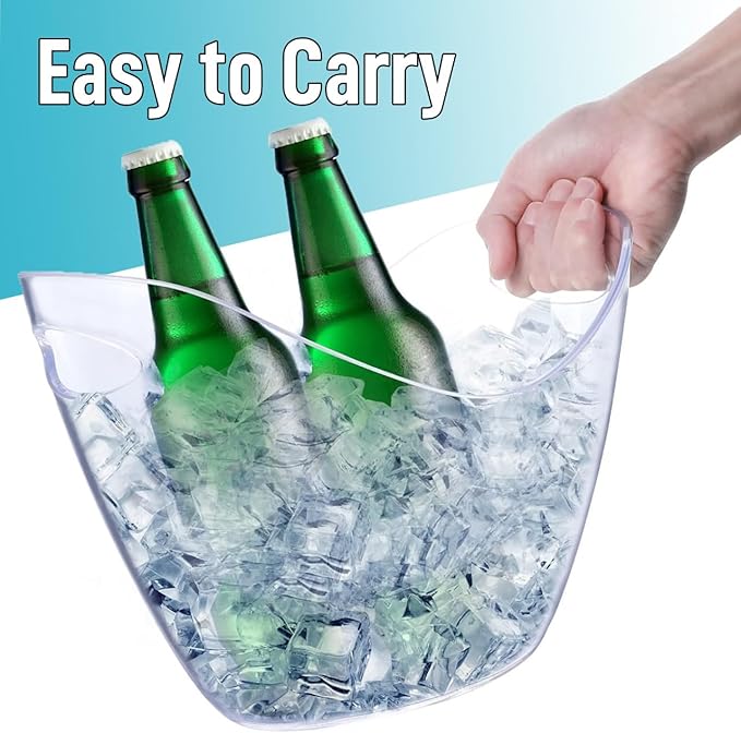 Clear Ice Buckets for Parties - Acrylic Ice Bucket - 4 Liters Beverage Tub for Drinks and Parties- Plastic Ice Bucket for Cocktail Bar - A Perfect Plastic Tub to serve Chilled Drink