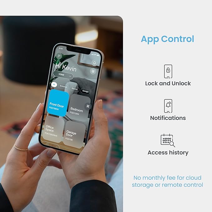 Lockly Secure Pro Smart Lock Wi-Fi, Keyless Entry Digital Keypad Door Lock, 3D Biometric Fingerprint Sensor Front Door with Handle, Voice Control & Auto Lock - Latch Edition