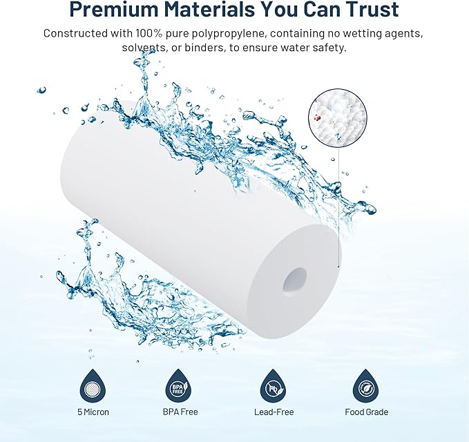 Whole House Water Filter Cartridge Replacement for Well Water, 5 Micron Water Filter 10" x 4.5" Melt Blown PP Sediment Water Filter Compatible with GXWH35F, GXWH30C, HD-950, W15-PR - 3 Pack