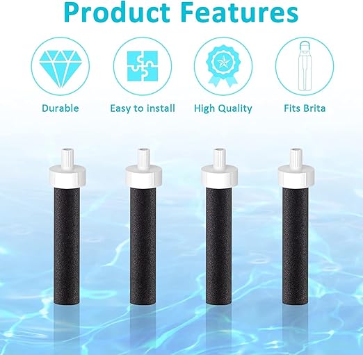 Bottle Filter Mouthpiece Replacement for Brita Water Bottle, Valve Replacement Accessories for Brita Filter Bottle, 3PC Silicone Mouthpiece, 4PC Filter Cartridges, Filter Bottle Parts
