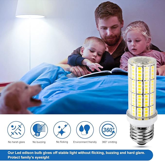 LED Corn Light Bulb 200w Equivalent 2500 Lumen 5000K Cool Daylight White 20W E26/E27 Base Ceiling Fan Led Light Bulb for Home Garage Warehouse Indoor Outdoor Led Corn Bulb Pack of 4