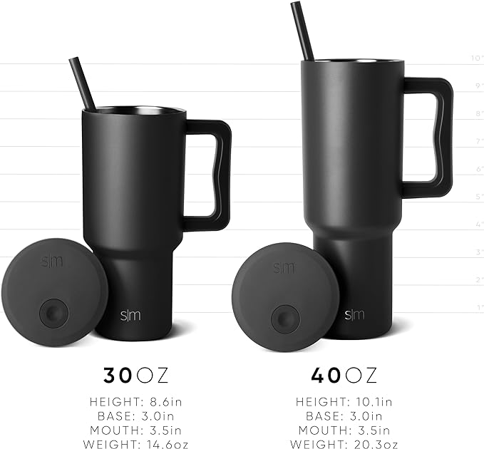 Simple Modern 40 oz Tumbler with Handle and Straw Lid | Insulated Cup Reusable Stainless Steel Water Bottle Travel Mug Cupholder Friendly | Gifts for Women Men Him Her | Trek Collection | Ember Red