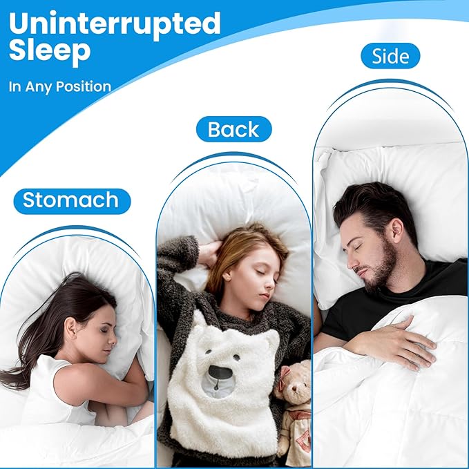 Bed pillows for sleeping, Down alternative pillows,White,Microfiber filled, King pillow set of 2,20 x 36 Inches,Super soft,Hotel collection,King size pillows for back,stomach or side sleepers