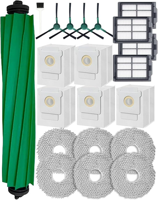 Yivy 21PCS Replacement Parts for iRobot Roomba Plus 405/505 Combo Robot Vacuum Cleaner, Kit Includes 1 Roller Brush, 4 Side Brushes, 5 Dust Bags, 4 HEPA Filters, 6 Mop Pads, 1 Cleaning Brush