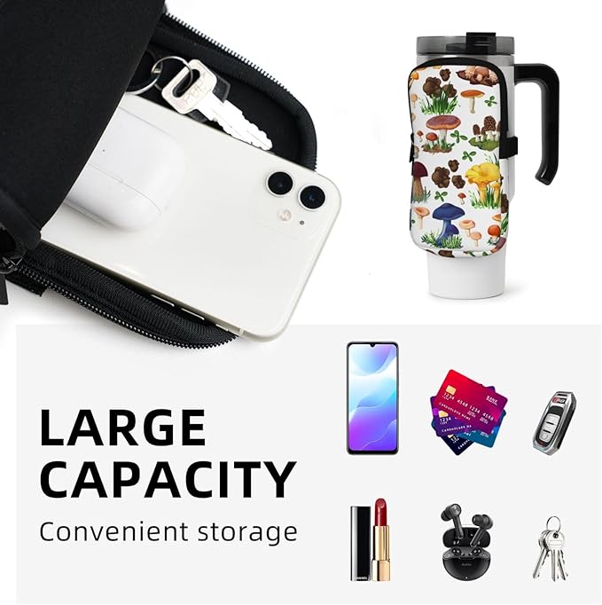 Galaxy Mandala Water Bottle Pouch for Stanley Cup 40oz 30oz,Personalized Gym Purse for Men Women, Tumbler Pouch with Versatile Pocket Water Bottle Bag for Cards, Keys, Phone