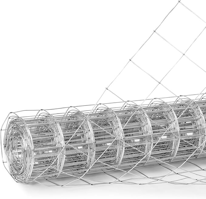 Fencer Wire Welded Wire Fence 12.5 Gauge, Galvanized Welded Fence Wire Roll, Mesh Size 4-Inch x 4-Inch, Hog Wire Fencing Cage, Multiple Use for Home Improvement & Animals Enclosure (6ft. x 50ft.)
