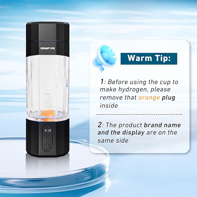 2024 New Upgrade 10000PPB Hydrogen Water Bottle Seven Colorful Light Double Anti-Slip and Leak-Proof Hydrogen Water Generator with Pressure Relief Valve-Black