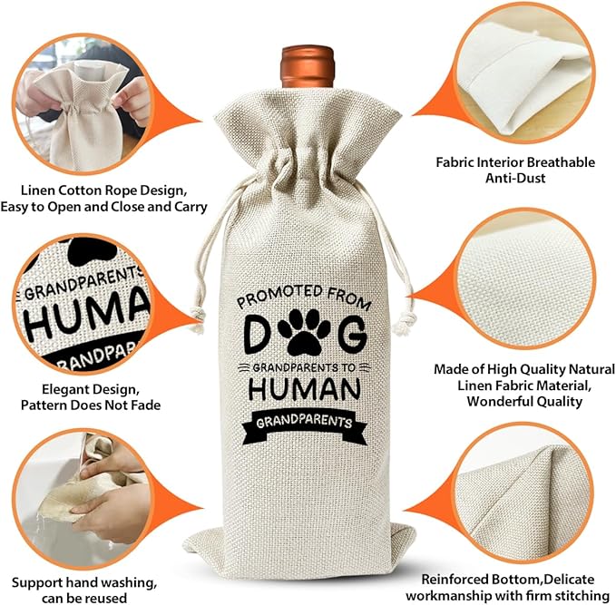 Gender Neutral Pregnancy Announcement Wine Gift Bag for New Grandparent Baby 2024, Promoted to New Grandparent Gift 2024, Religious Pregnancy Announcement, Baby Shower or Party Favor