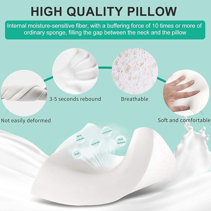 Fityou Cervical Pillow for Neck Pain Relief, Neck Pillow for Sleeping Neck and Shoulder Pain, Orthopedic Sleeping Pillow for Adults Kids, Ergonomic Contour Memory Foam Pillow for Side Back Sleeper