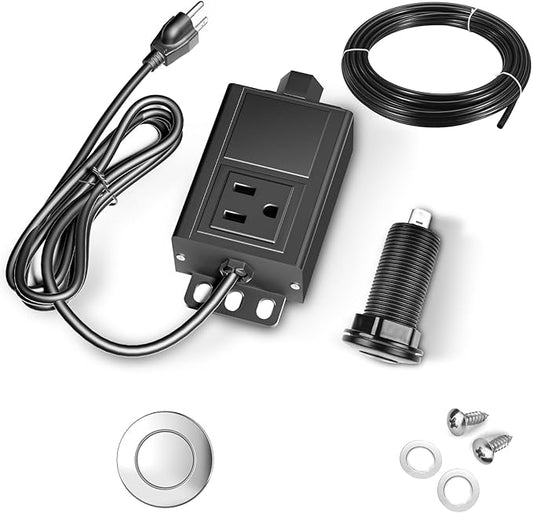 Garbage Disposal Air Switch Kit, Garbage Disposal Button, Kitchen Garbage Disposal Switch Button, Sink Top Waste Disposer On/Off (Polished Stainless Steel)