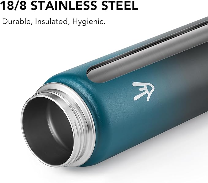 Enerbone Insulated Water Bottle, 32 oz Stainless Steel Water Bottles with Carrying Strap, Double-Wall Vacuum Insulation Thermos, Leakproof Sports Bottle with Straw, Keep Drinks Hot or Cold for Hours