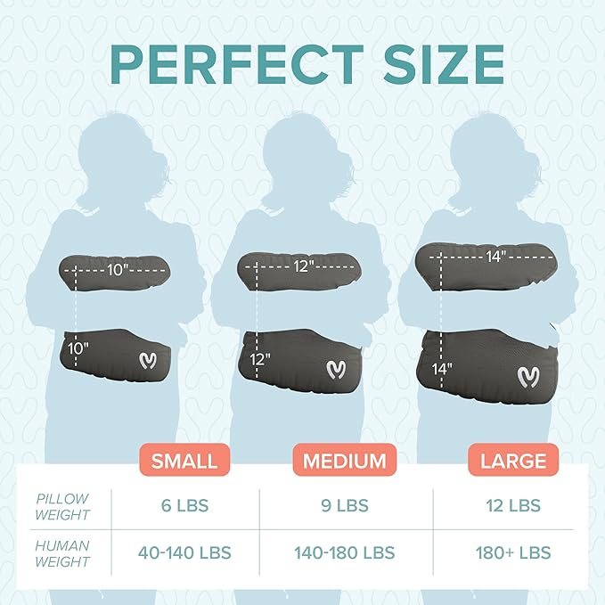 Calmier - 6 lb Sensory Weighted Pillow - Glass Bead Filled Hug Pillow - Ultra Plush Cozy Weighted Pillows for Adults and Kids - Child Sensory Pillow - Weighted Lap Pad (Charcoal Gray - Fleece, 6 LBS)