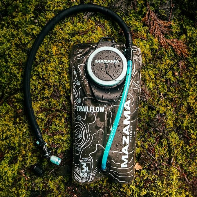 Trailflow-88TZ Hydration Bladder by Mazama Designs. Leakproof, Easy to Clean and Fill Water Reservoir BPA Free, Fits Most Hydration Backpacks. Great for Running Hiking Camping Cycling. (3L)