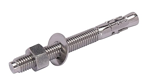 Bolt Dropper 1/2" X 5-1/2" Wedge Anchor (5pc), 18-8 Stainless Steel Corrosion Resistant Commercial Grade Washers and Nuts Included Choose Size