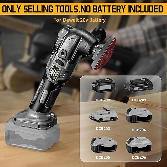 Cordless Oscillating Tool Compatible with Dewalt 20v Battery, 21000 OPM Max Brushless-Motor Tool with Auxiliary Handle, Oscillating Multi-Tool for Scraping, Sanding,Cutting Wood(Not Battery)