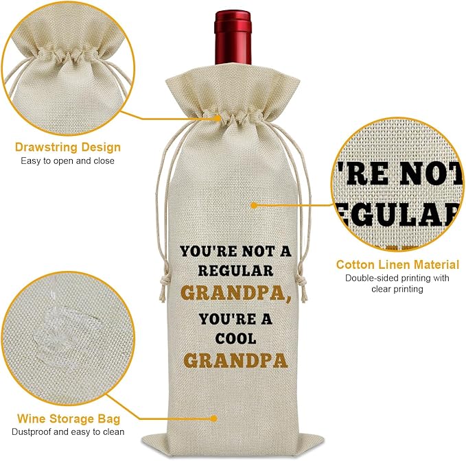 Grandpa Gifts from Grandson Wine Bag Grandpa Birthday Gifts Ideas New Grandpa Gifts Wine Bottle Decoration Bag Grandpa Fathers Day Gift from Grandkids Grandpa to Be Gifts Grandfather Memorial Gifts