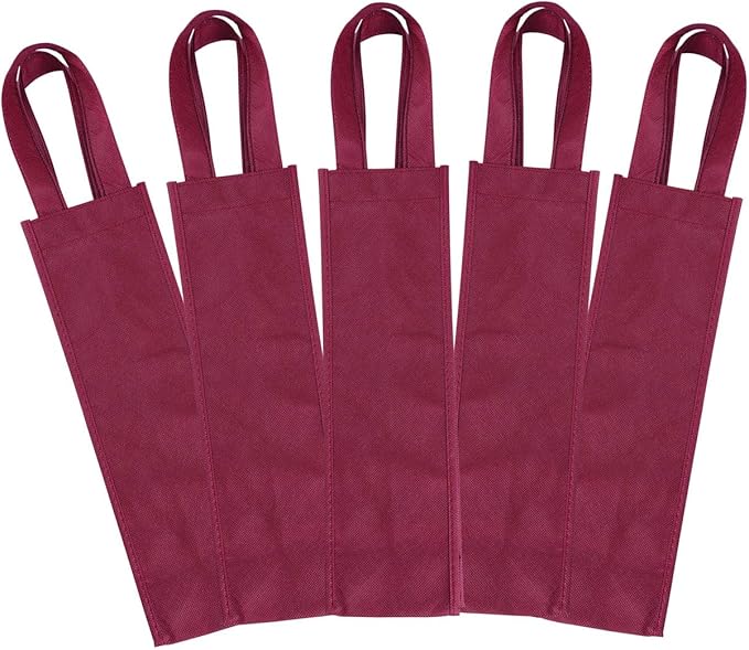 Sdootjewelry Wine Gift Bag, Single Wine Bags 24 Packs, Wine Bags for Wine Bottles Gifts, Non-woven Wine Gift Bags with Handles, Dark Red
