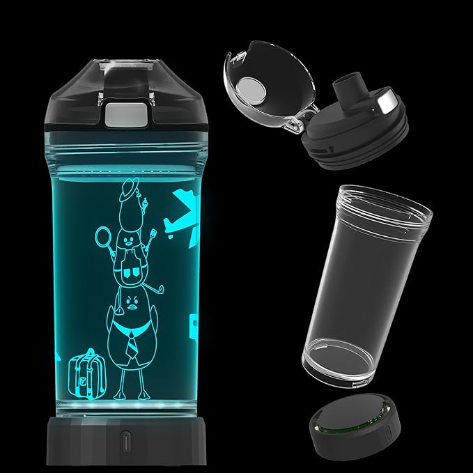 Cute Duck Water Bottle, Light Up Duck Sports Bottle with Glowing 3D LED Light Drink Bottles-Tritan BPA Free. Duck Gifts for Birthday,Christmas,Back to School for Kids Boys Teens