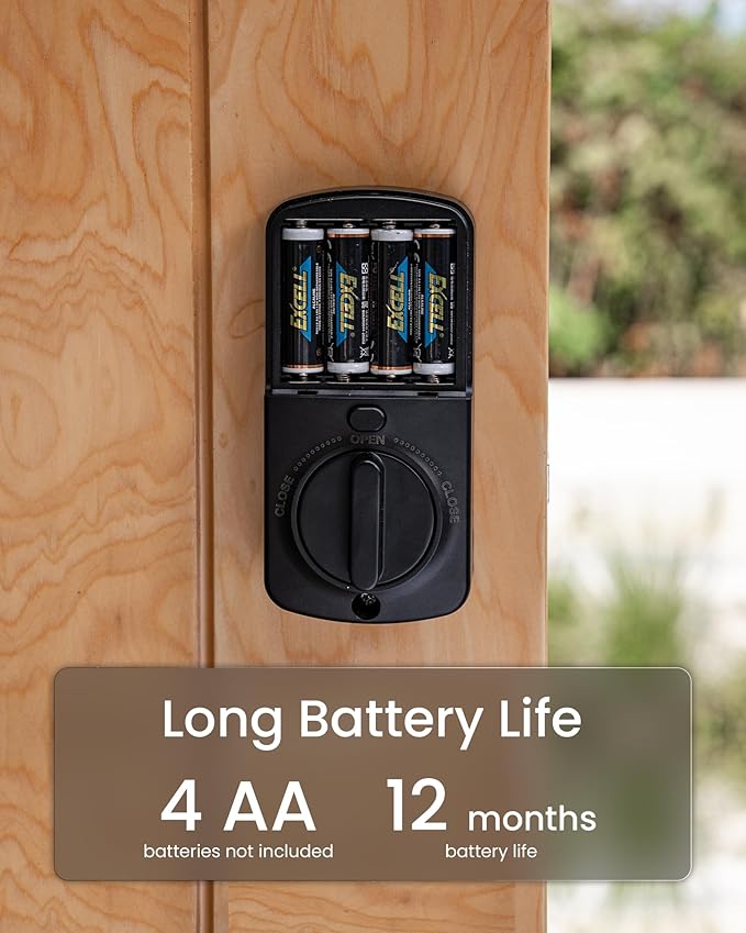 DESLOC Smart Door Lock B200, Smart Deadbolt Lock, Keyless Entry Door Lock, Fingerprint Smart Lock, Smart Locks for Front Door, App Control, Touchscreen Keypad Deadbolts,12-Month Battery, Matte Black