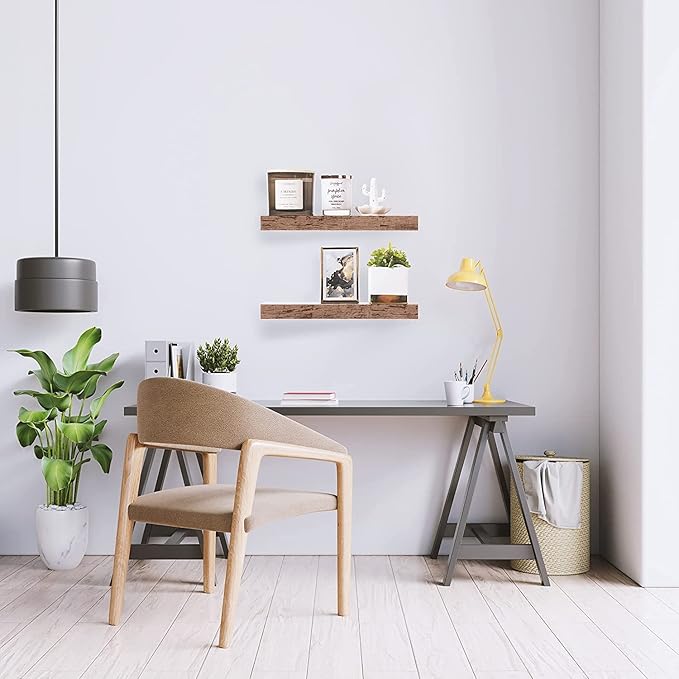 Sorbus Floating Shelves for Wall, Bathroom Shelves Wall Mounted for Kitchen, Bedroom, Bathroom Storage Over Toilet, Hanging Book Shelf for Wall Home Decor Living Room (Mahogany, 2 Pack)