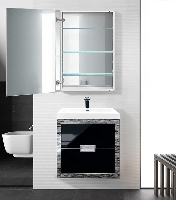 Krugg Medicine Cabinet | Recess or Surface Mount | Blum Hinge 170 Degree Soft Close|(24"x36")