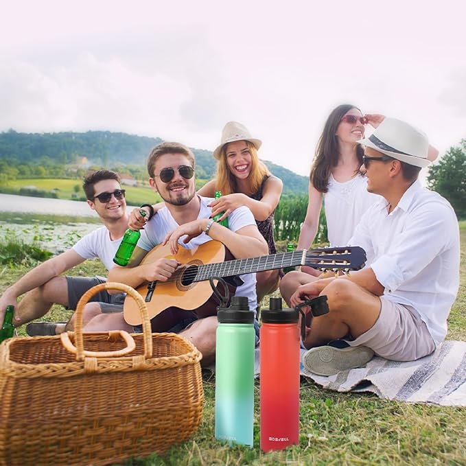 Stainless Steel Insulated Water Bottle with Straw,Metal Vacuum Flask with Screw Cap,Modern Leakproof Sports Thermos, Double Wall Vacuum Sports Water Bottle, For Cold & Hot Drinks,100% BPA-Free