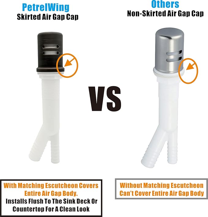 Dishwasher Air Gap Kits with ORB Dishwasher Air Gap Cover and Matching Escutcheon, Replacement air gap dishwasher,Solid Brass Air Gap Cap, Oil Rubbed Bronze Finish