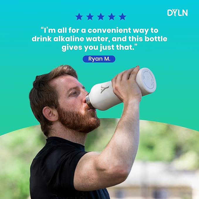 DYLN Alkaline Water Bottle | Portable Hydrogen Water Bottle Creates Hydrogen-Rich Water up to 9.5 pH | Vacuum Insulated Stainless Steel Keeps Water Cold for 24 Hours