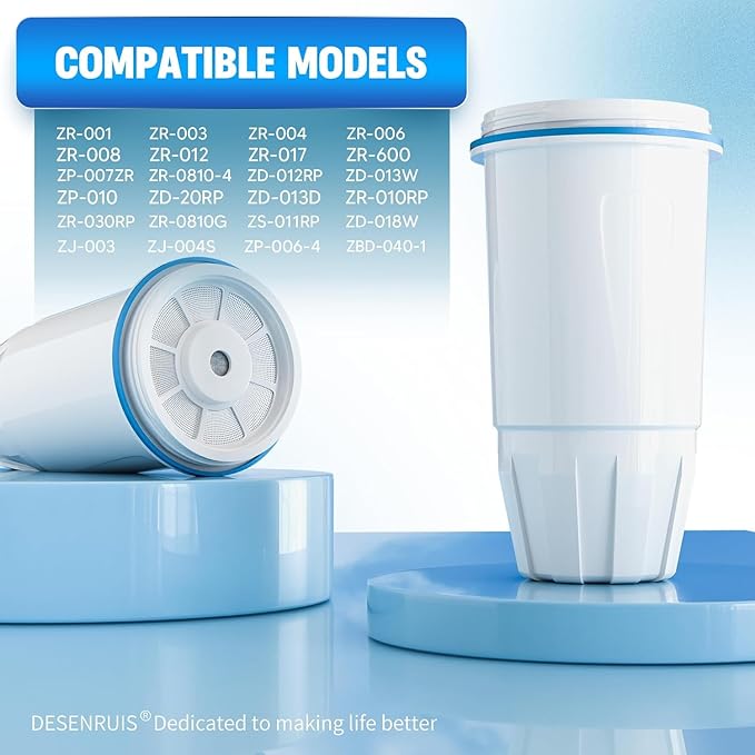 Upgraded Water Filter Replacement for Zero Pitcher and Dispenser ZR-001 ZR-004 ZP-006 ZR-017, Multi-Stage Filter System, Effectively Reducing Lead, Chromium, PFOA, and PFOS Contaminants, Pack of 4