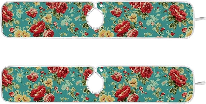 Kitchen Faucet Absorbent Mat,Rose Flower Floral Water Splash Guard for Sink, Faucet Drip Catcher Thicken Sponge Microfiber Faucet Water Catcher Mat Sink Absorbent Mat for Kitchen 23x5in 2 Pack