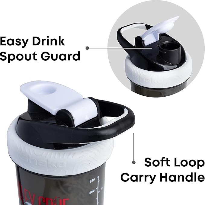 Smartshake Revive Motley Crue Protein Shake Bottles 750ml – Protein Shaker Bottle with Storage Compartment – Shaker Cups for Protein Shakes + Powder, Rock Band Collection