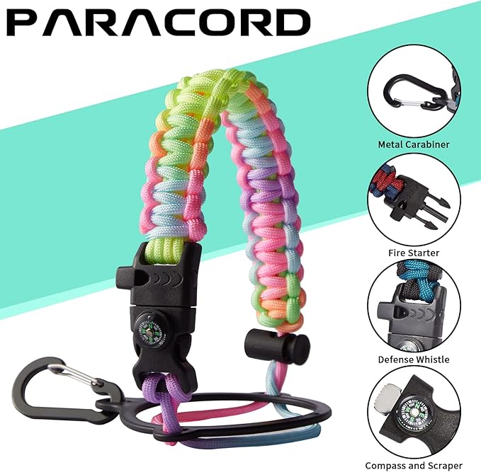 Insulated Stainless Steel Water Bottle - 32oz 40oz 64oz Water Bottles with Straw & Spout Lids, Paracord Handle and Carrier Pouch, Workout Water Flask Bottle for Women Men Sport Outdoor Activities