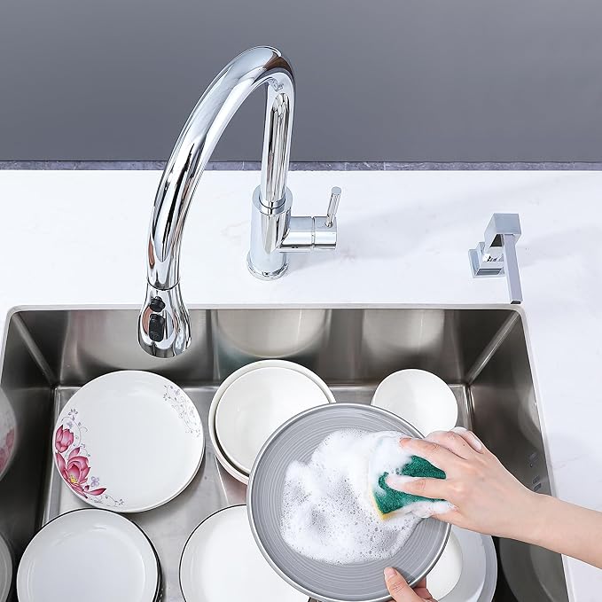 Sink Soap Dispenser for Kitchen Sink (Chrome), All Brass Built-in and Refill from Top Design,Metal Hand Soap & Dish Soap Copper Pump