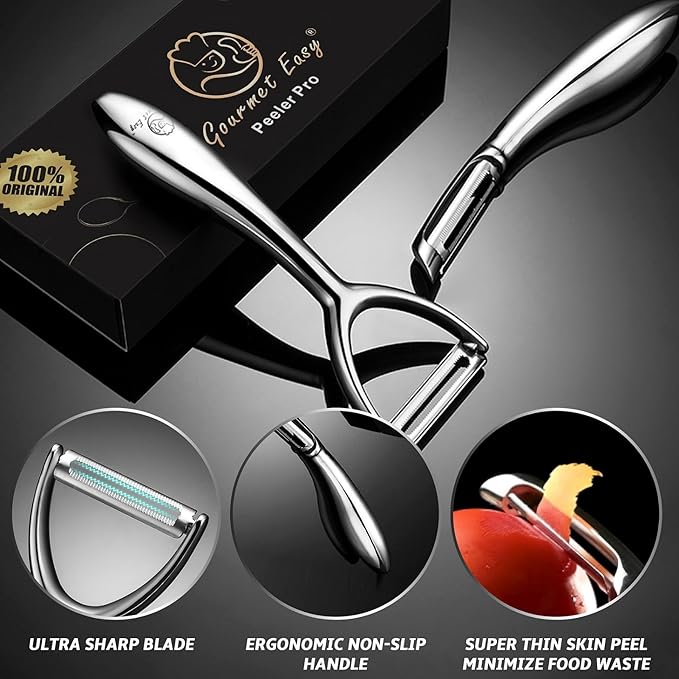 Premium Potato Peeler Stainless Steel, Vegetable Peeler for Kitchen, Ultra Sharp Blade, Y Peeler, Ergonomic Non-Slip Handle Veggie Peelers for Kitchen, Fruit & Cucumber Peeler - 5 Years of Warranty