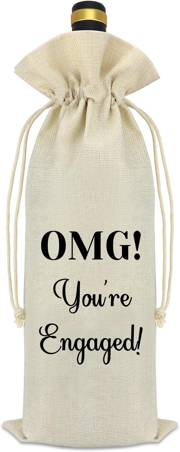 Funny Engagement Gift Decorations Wine Bag Bride to Be Gift Bridal Shower Gifts for Her Newly Engaged Gift Bachelorette Party Gift Wedding Gift for Couple Wine Gift Bag With Drawstring Wine Bottle Bag