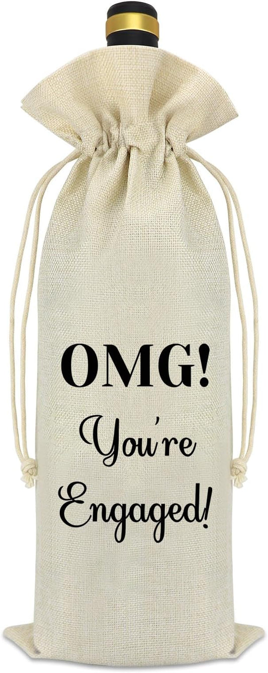 Funny Engagement Gift Decorations Wine Bag Bride to Be Gift Bridal Shower Gifts for Her Newly Engaged Gift Bachelorette Party Gift Wedding Gift for Couple Wine Gift Bag With Drawstring Wine Bottle Bag