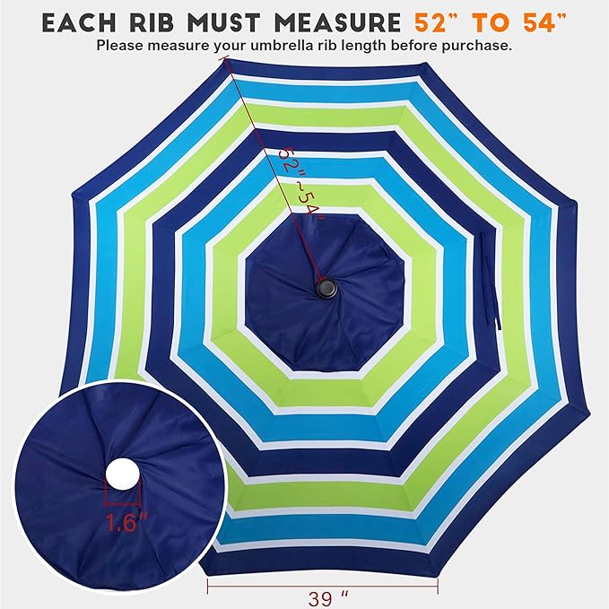 Blissun 9ft Patio Umbrella Replacement Canopy, Market Umbrella Top, Outdoor Table Umbrella Canopy for 8 Ribs, Canopy Only