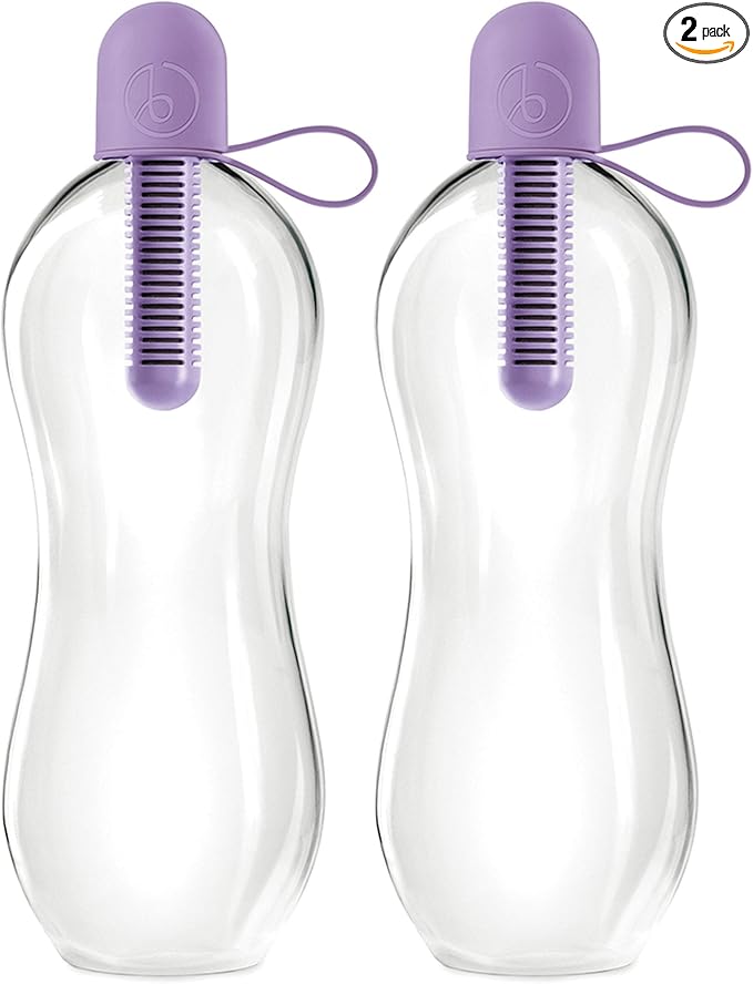 Bobble Classic Water Bottle, Filtered Water, BPA-Free Reusable Bottle, Soft Touch Carry Cap with Replaceable Carbon Filter for Sustainable Water and Hydration 34 oz - 2 Pack (Lavender)