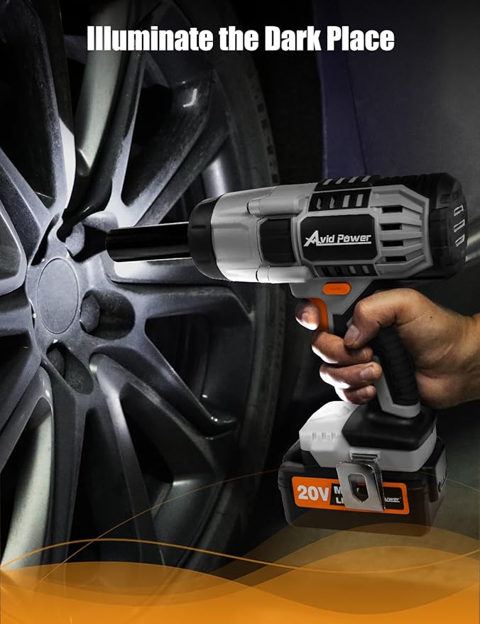 AVID POWER Impact Wrench 1/2” Drive w/Max Torque 330 ft-lbs (450N.m), 20V Cordless Impact Wrench w/ 3.0A Li-ion Battery, 4Pcs Drive Impact Sockets, Fast Charger, Tool Bag (Grey)