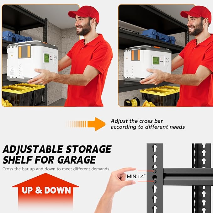 Heavy Duty Garage Shelving Unit 3000LBS, Adjustable 5-Tier Storage Rack with Boltless Design, 48" W*18.9" D*72" H Metal Shelves for Basement, Garage & Warehouse Storage