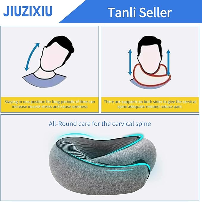 Fly Hugz Travel Pillow,Neck Pillow, Travel Pillow,100% Pure Memory Foam,Comfortable Breathable,Stowable,360° Travel Neck Pillows for Sleeping, Car, Airport