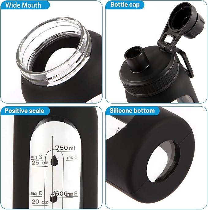 Glass Shaker Bottle,34oz BPA-Free Blender Shaker Bottle With Ball and Cleaning Brush for Protein Mixes Fitness