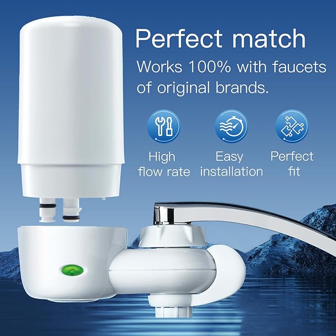 Faucet Filter Replacement, Replacement for Brita® Faucet Filter, Brita® 36311 On Tap Water Filtration System, Brita® FR-200, FF-100 Replacement Filter, White (Pack of 2)