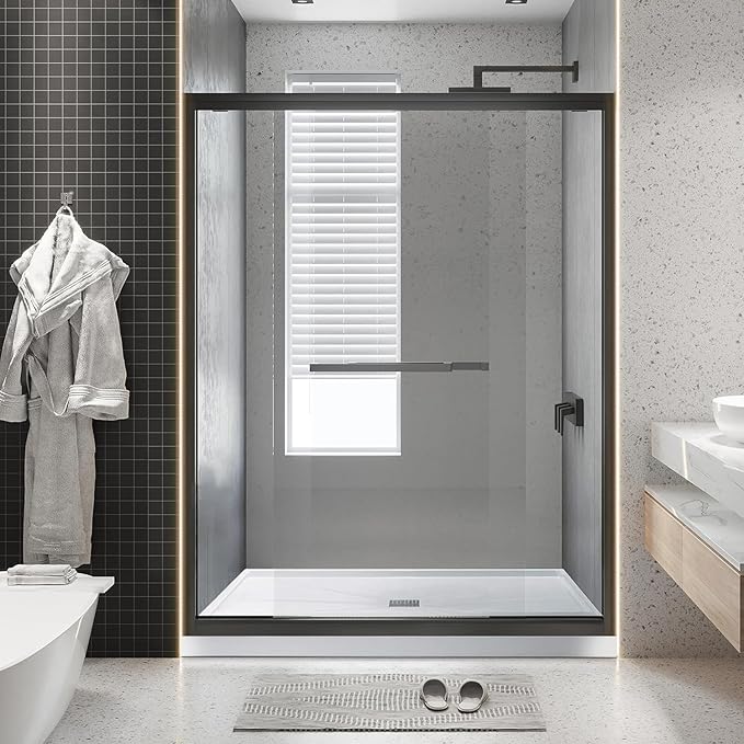 Shower Base 60"×36"×4", Single Threshold Shower Tray with Center Drain, Rectangle SMC Shower Pan, White Slip Resistant Textured Surface Shower Base for Bathroom