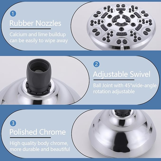 2 Handles Shower Faucet Set with Tub Spout Bathtub Shower Faucet Combo Set Shower System Complete Tub and Shower Trim Kit Wall Mounted Shower Fixtures Chrome