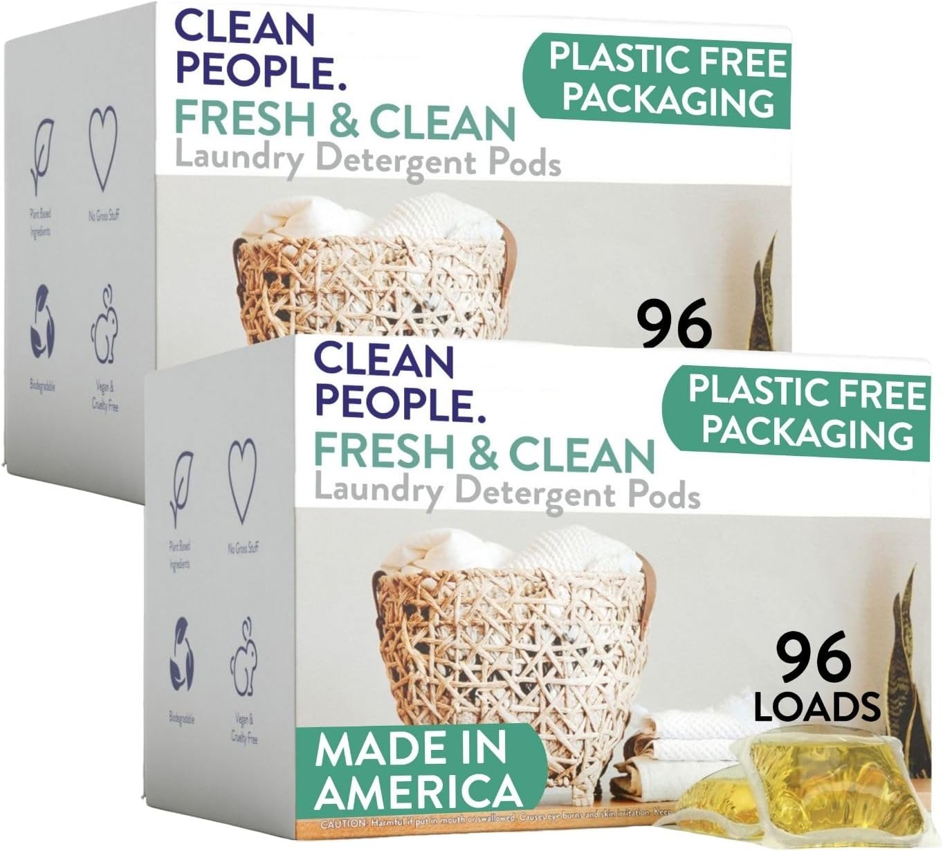 The Clean People Laundry Detergent Pods - Hypoallergenic Laundry Pods - Ultra Concentrated, Recyclable Packaging, Stain Fighting - Fresh Scent, 192 Pack
