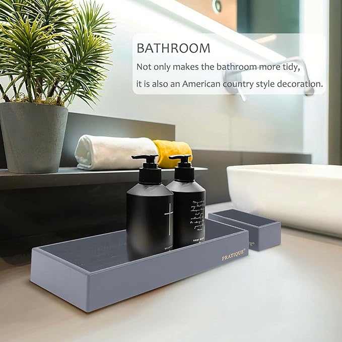 Bamboo Drawer Organizer - Kitchen Utensil Organizer Silverware Tray Cutlery Holder，Office Desk Supplies and Accessories,8.9 * 5.9 * 2.6,Grey