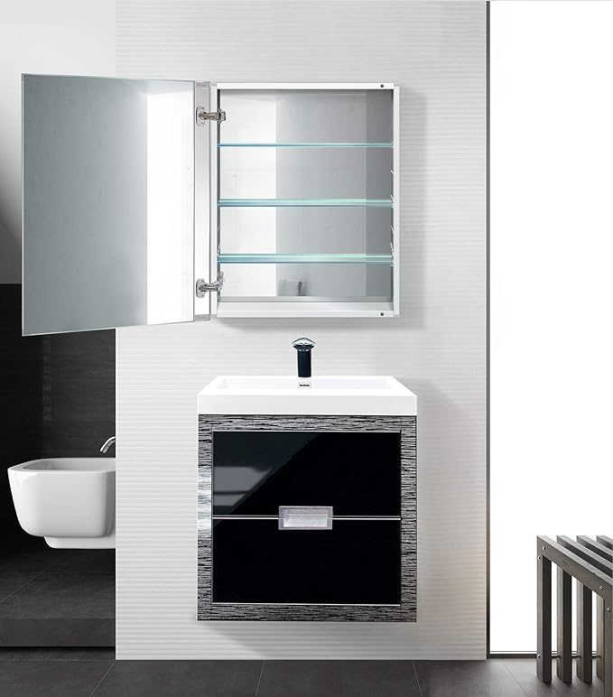 Krugg Medicine Cabinet | Recess or Surface Mount | Blum Hinge 170 Degree Soft Close | (24"x30")