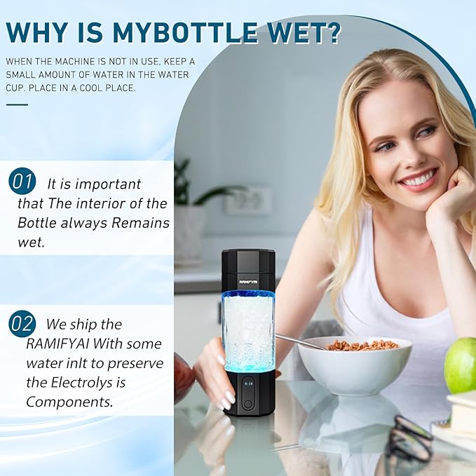 2024 New Upgrade 10000PPB Hydrogen Water Bottle Seven Colorful Light Double Anti-Slip and Leak-Proof Hydrogen Water Generator with Pressure Relief Valve-Black